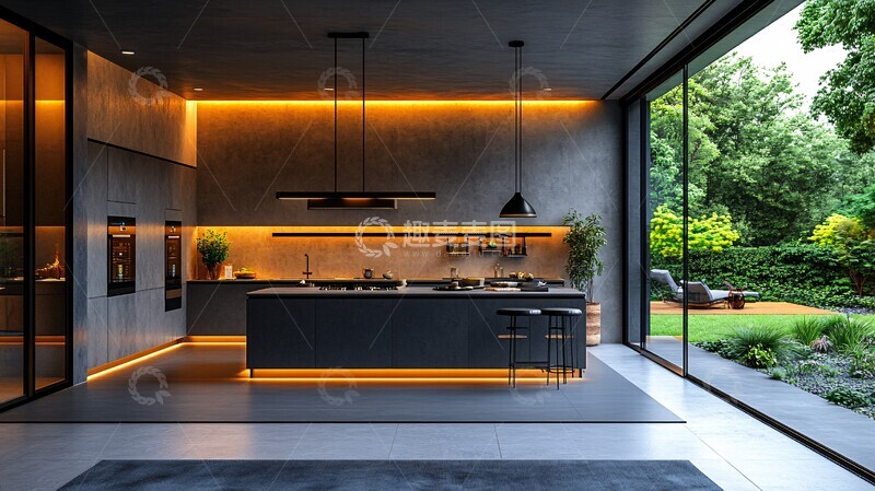 高清大图下载【趣麦麦图】开放式厨房岛台灯饰2