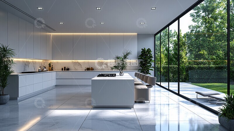 高清大图下载【趣麦麦图】白色厨房灯光1