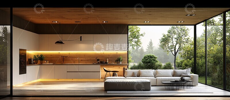 高清大图下载【趣麦麦图】-白色木质简约厨房2
