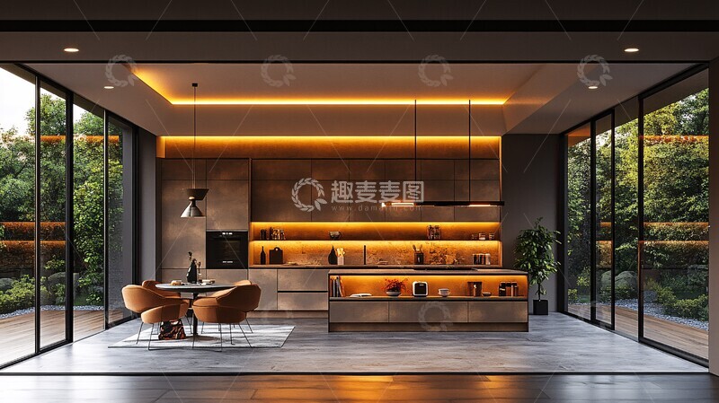 高清大图下载【趣麦麦图】简约吊灯现代厨房2