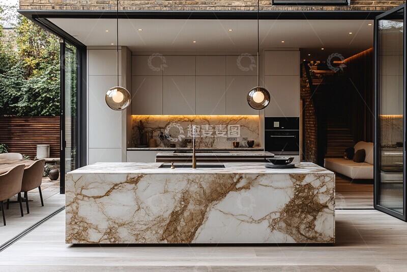 高清大图下载【趣麦麦图】大理石厨房岛台中岛