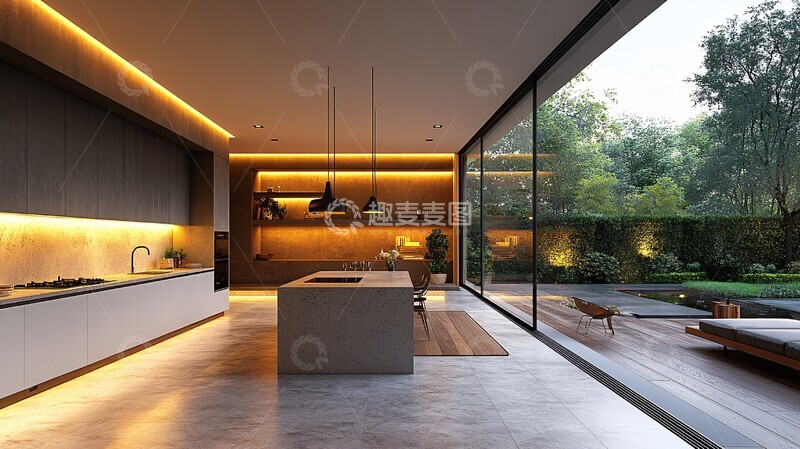 高清大图下载【趣麦麦图】简约吊灯现代厨房1