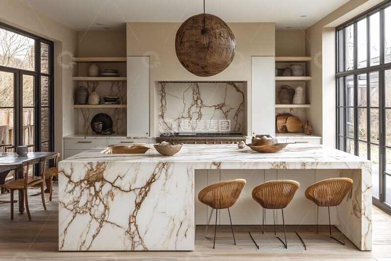 高清大图下载【趣麦麦图】大理石厨房岛台中岛1