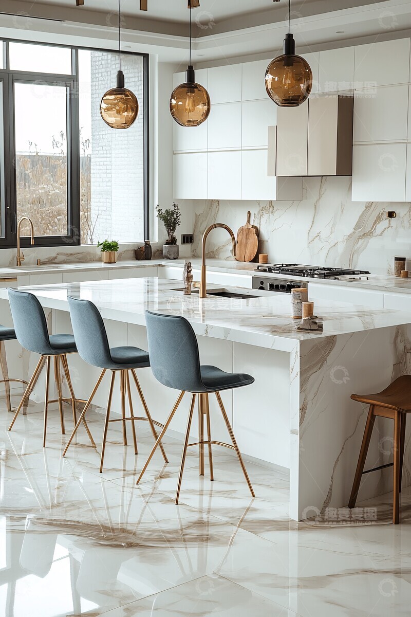 高清大图下载【趣麦麦图】大理石岛台现代厨房1