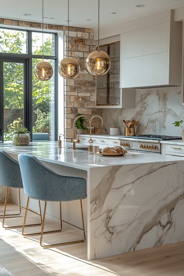 大理石岛台现代厨房2