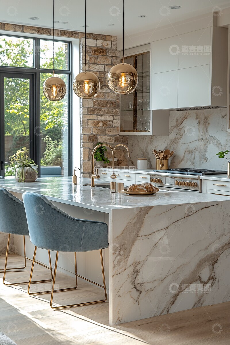 高清大图下载【趣麦麦图】大理石岛台现代厨房2