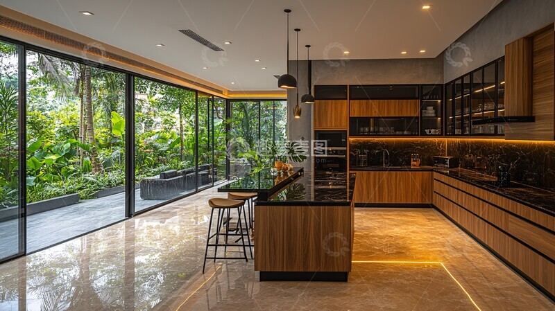 高清大图下载【趣麦麦图】黑白极简厨房空间