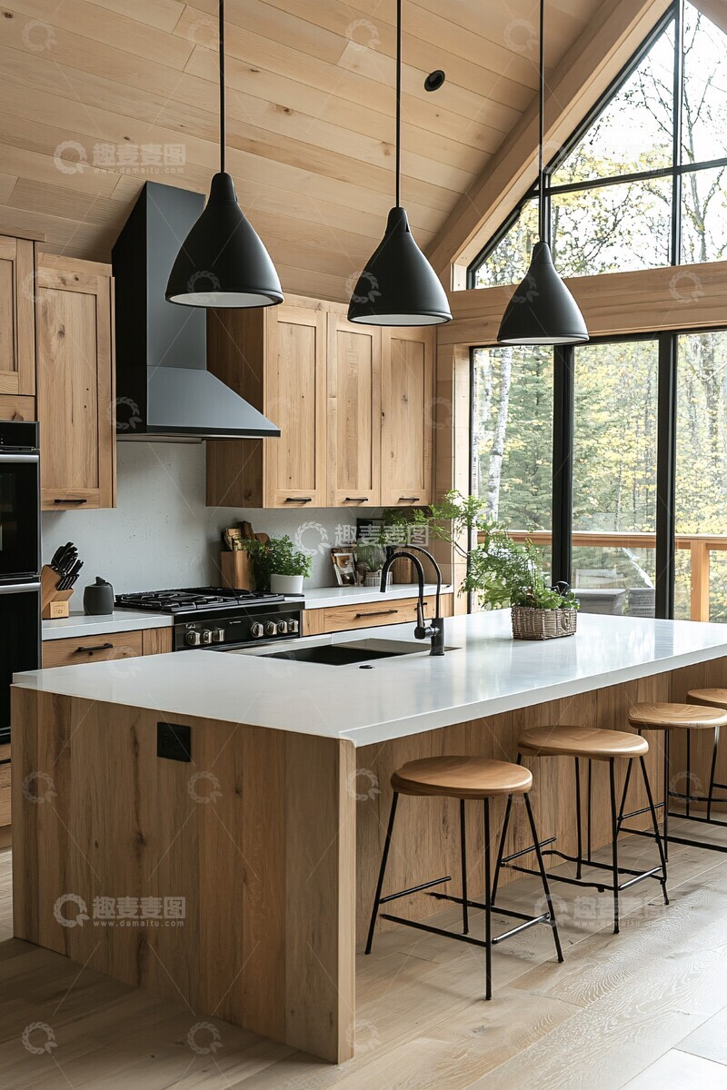 高清大图下载【趣麦麦图】木柜白台岛窗设计2