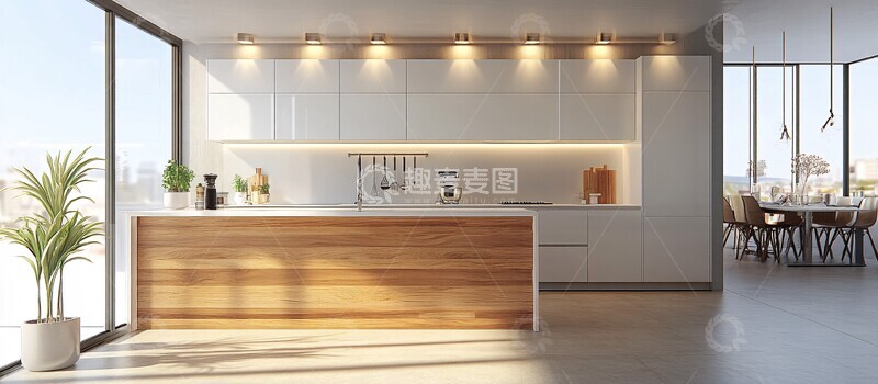 高清大图下载【趣麦麦图】白色木质简约厨房1