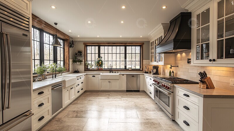 高清大图下载【趣麦麦图】传统厨房正视图2