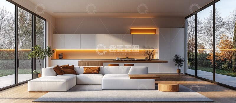 高清大图下载【趣麦麦图】白色木质简约厨房