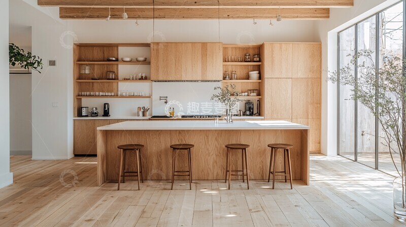 高清大图下载【趣麦麦图】木柜白墙大岛台