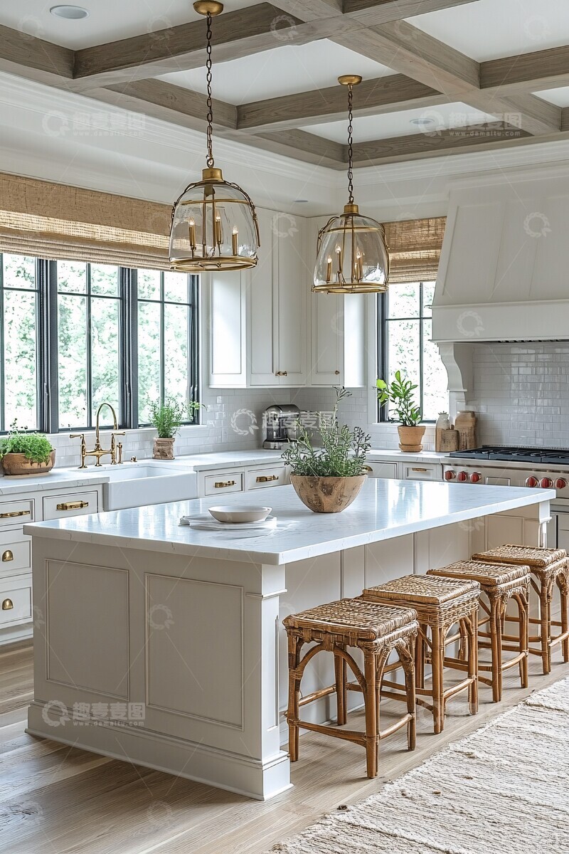 高清大图下载【趣麦麦图】木纹橱柜白色墙面1