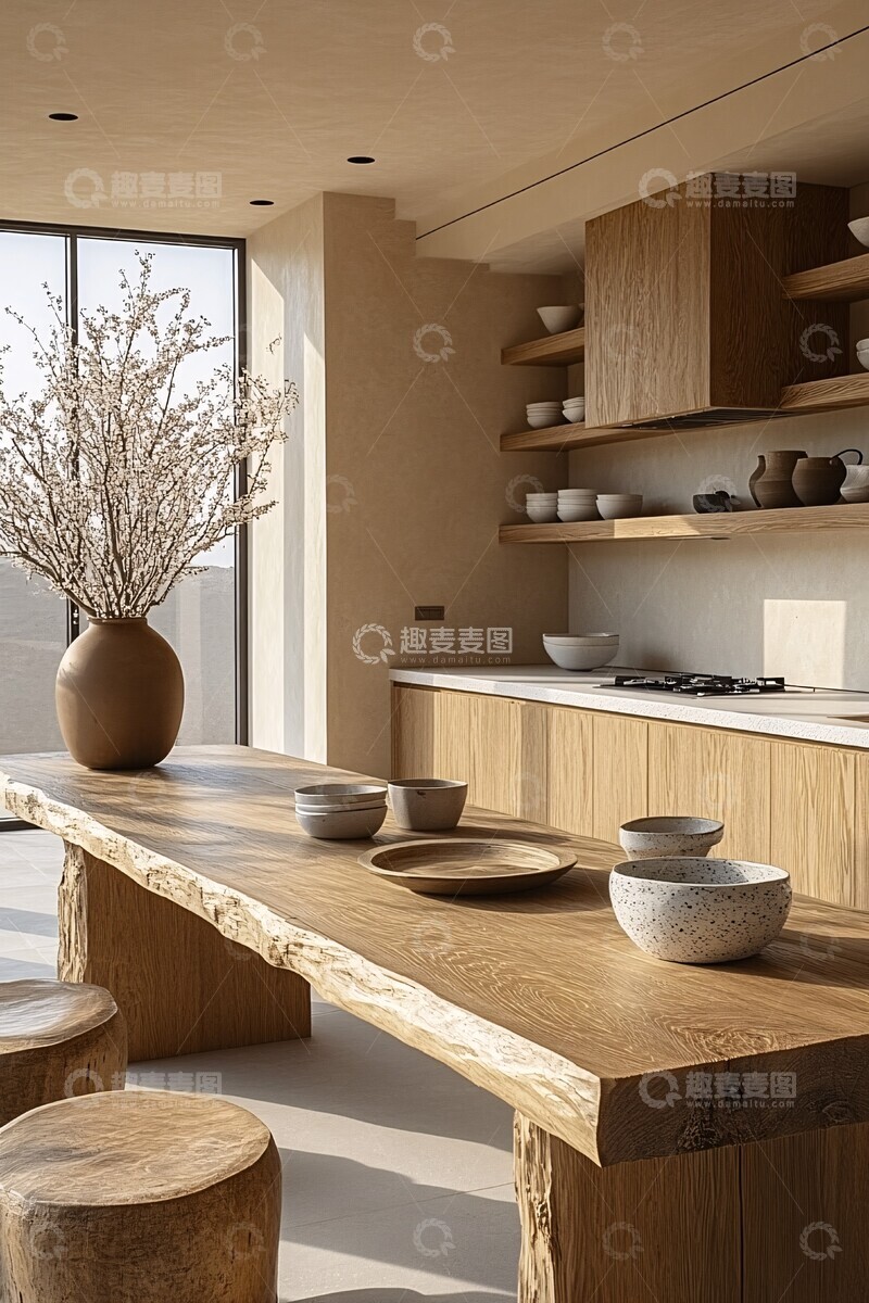 高清大图下载【趣麦麦图】木地板白墙简约橱柜