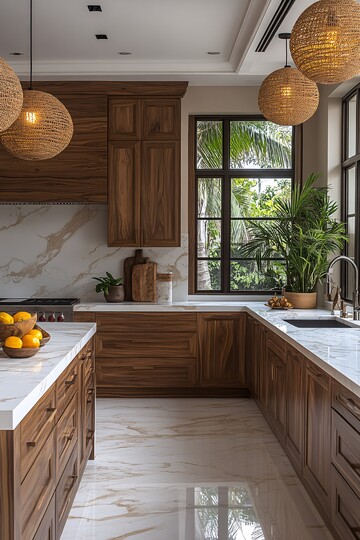 核桃橱柜白石台面1