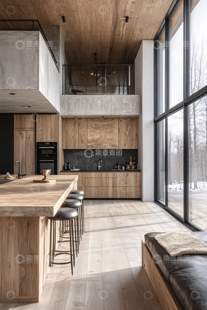 高清大图下载【趣麦麦图】木地板白墙简约橱柜2