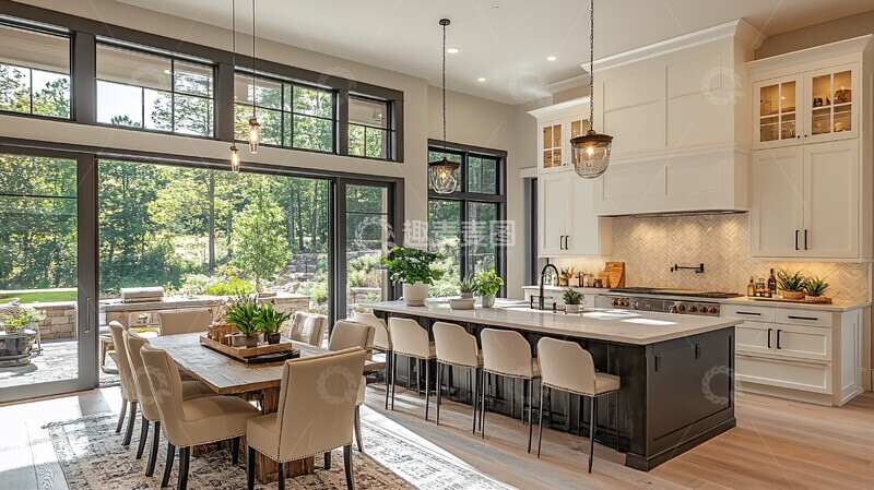 高清大图下载【趣麦麦图】厨房餐桌椅岛台吧椅1