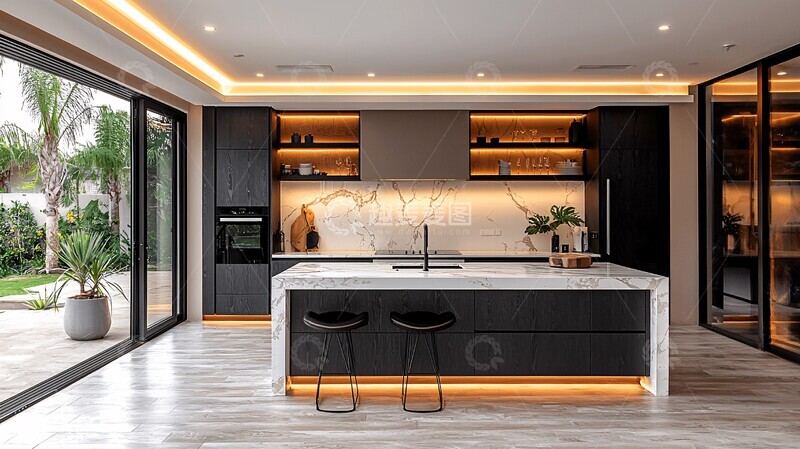 高清大图下载【趣麦麦图】黑白木厨房设计