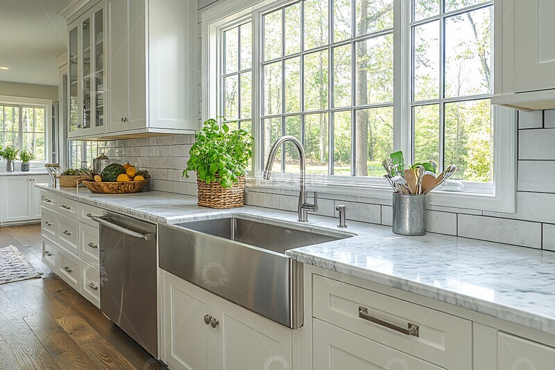 高清大图下载【趣麦麦图】双槽不锈钢厨房水槽