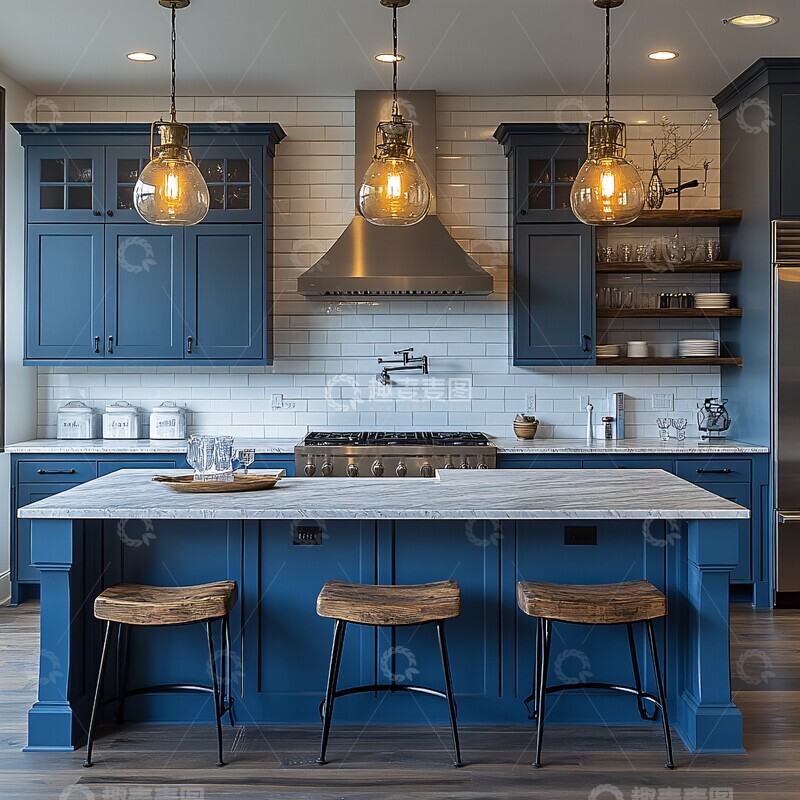 瀑布台面厨房设计1