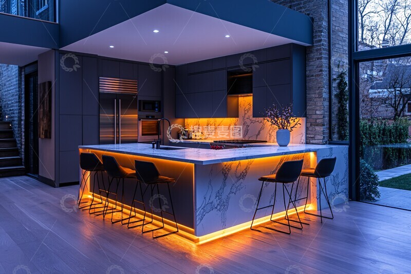 高清大图下载【趣麦麦图】黑色橱柜白色台面6