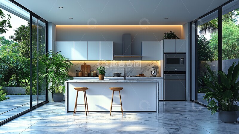 高清大图下载【趣麦麦图】现代厨房布局2
