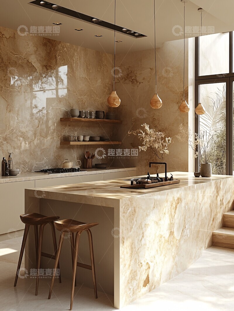 高清大图下载【趣麦麦图】奶油色厨房设计1