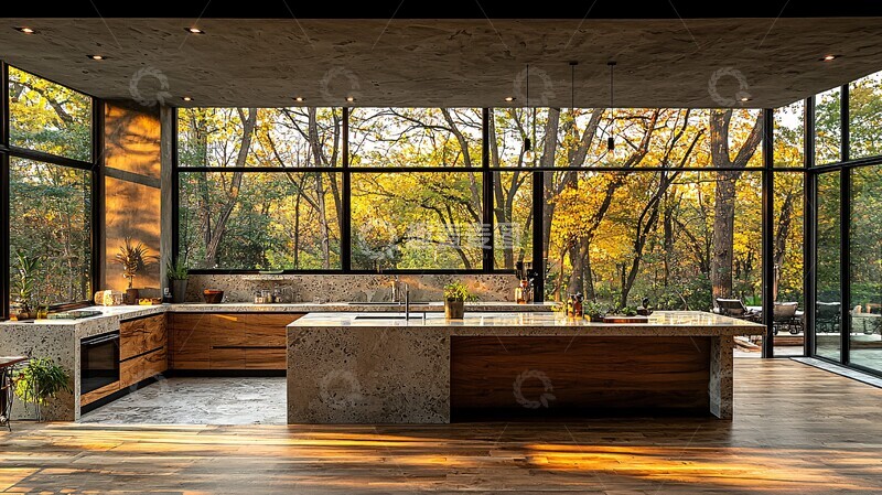 高清大图下载【趣麦麦图】木石结合厨房设计