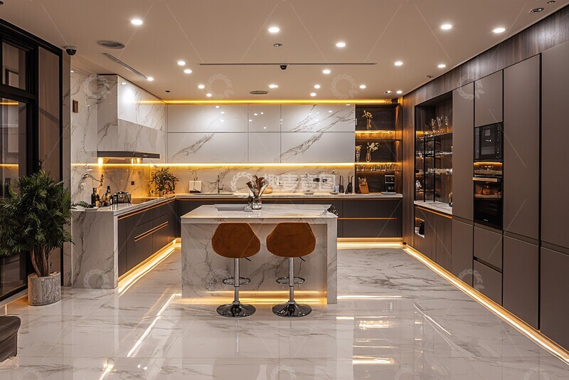 高清大图下载【趣麦麦图】黑色橱柜白色台面4