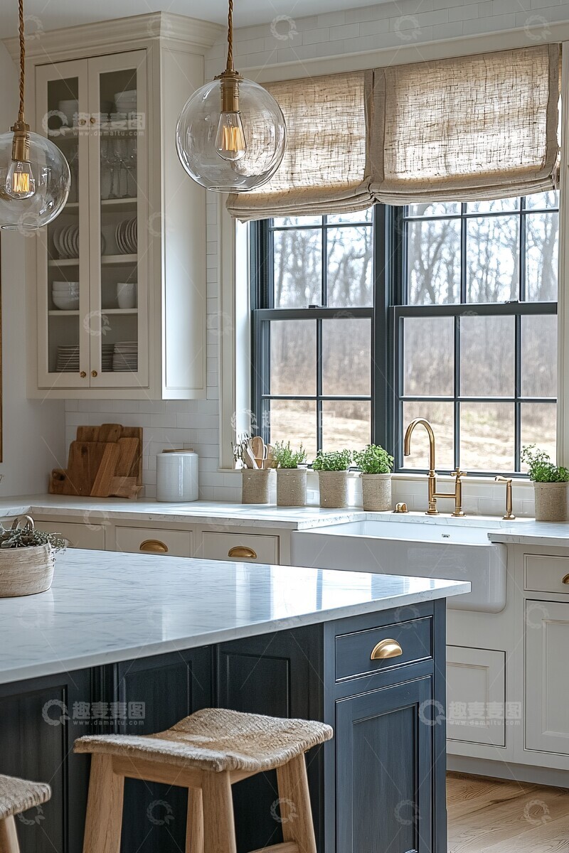 高清大图下载【趣麦麦图】木纹橱柜白色墙面