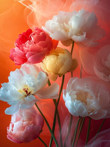 红黄花白芍药盛开1