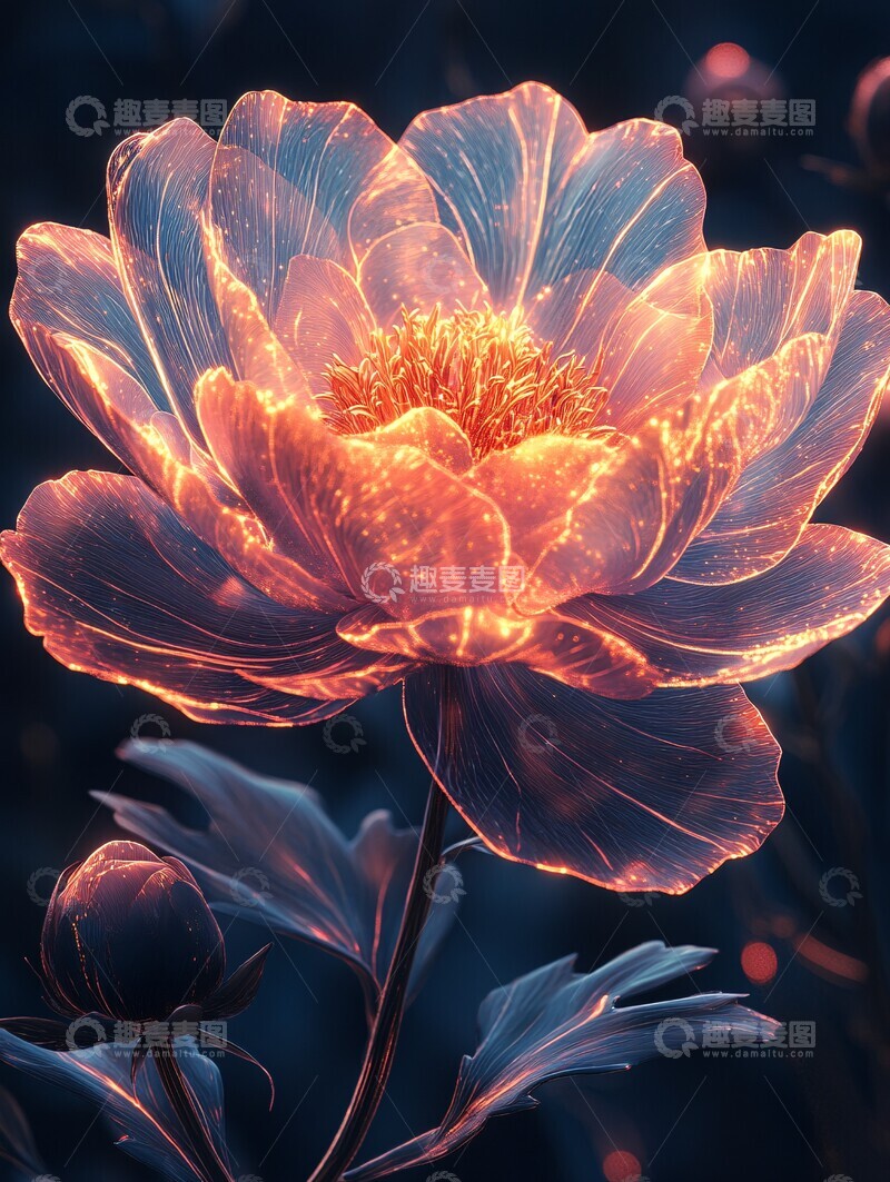 高清大图下载【趣麦麦图】-透明花瓣发光花朵1