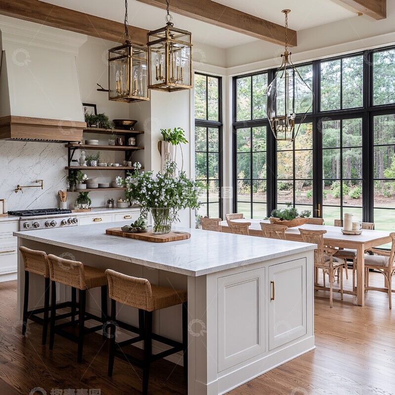 高清大图下载【趣麦麦图】白色厨房木质家具