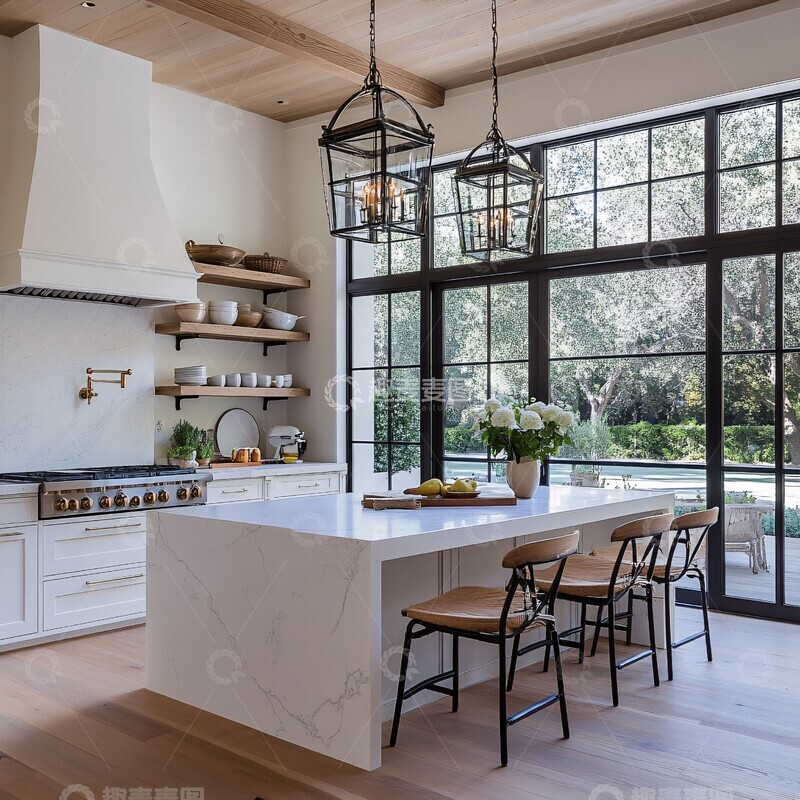 高清大图下载【趣麦麦图】白色厨房木质家具1