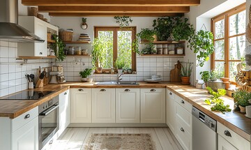 石榴红厨房白色明亮厨房