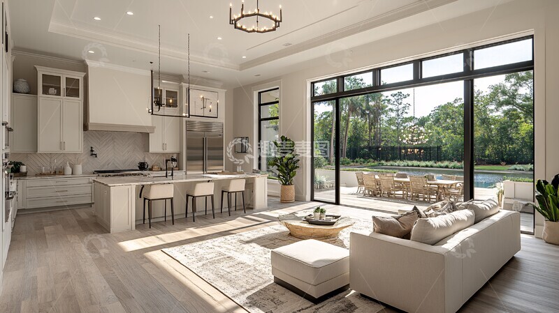 高清大图下载【趣麦麦图】绿色白色开放厨房