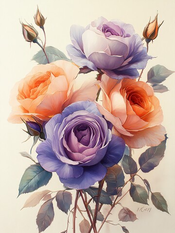 薰衣草紫蓝橙玫瑰