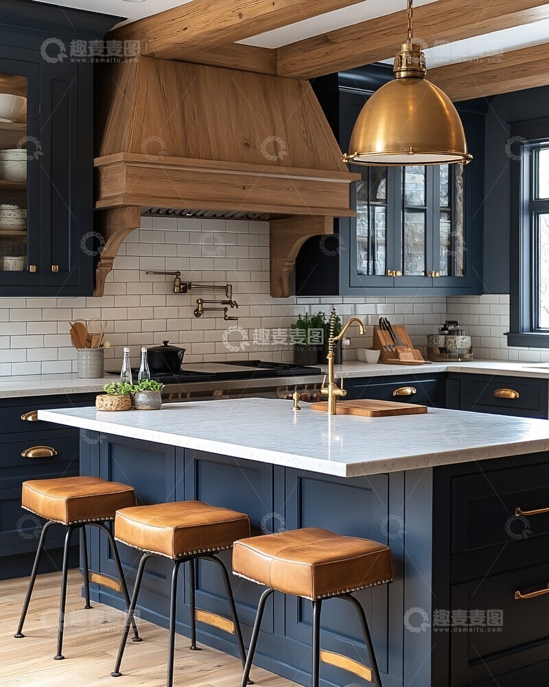 高清大图下载【趣麦麦图】木纹橱柜白砖