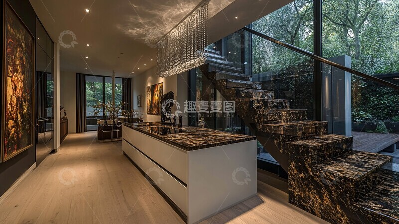 高清大图下载【趣麦麦图】白色橱柜大理石台面5