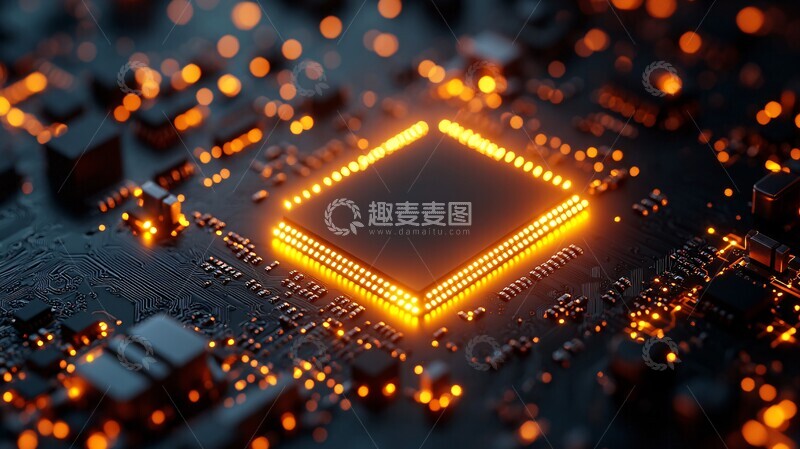 高清大图下载【趣麦麦图】芯片特写芯片光线背景2