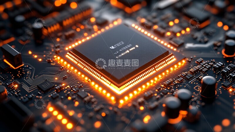 高清大图下载【趣麦麦图】芯片特写芯片光线背景1