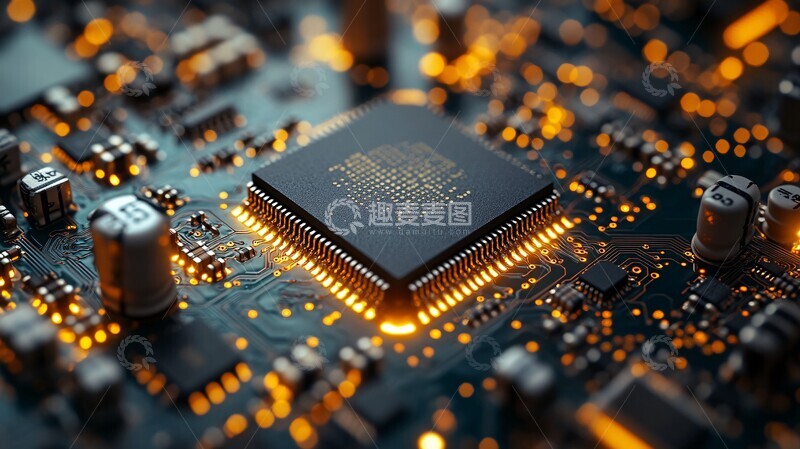高清大图下载【趣麦麦图】微芯片细节微芯片电路板电线