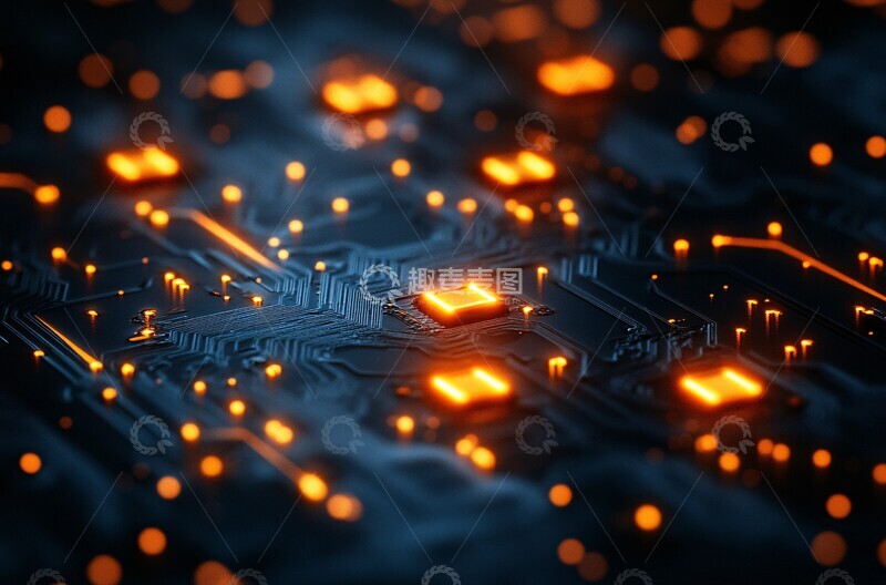 高清大图下载【趣麦麦图】蓝色电路板背景1