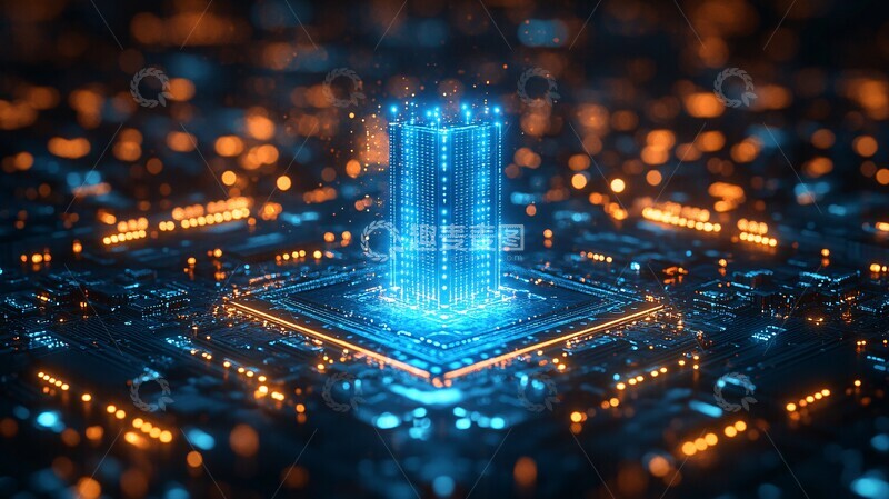 高清大图下载【趣麦麦图】蓝色芯片电路板3