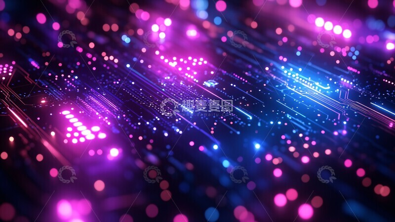 高清大图下载【趣麦麦图】蓝色紫色芯片背景