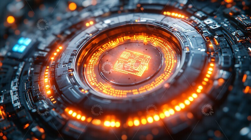 高清大图下载【趣麦麦图】红蓝芯片芯片数字未来