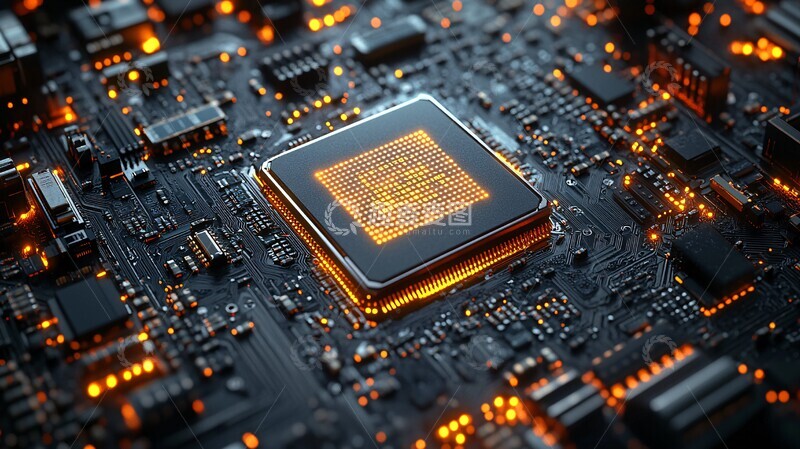 高清大图下载【趣麦麦图】方形芯片与电路板