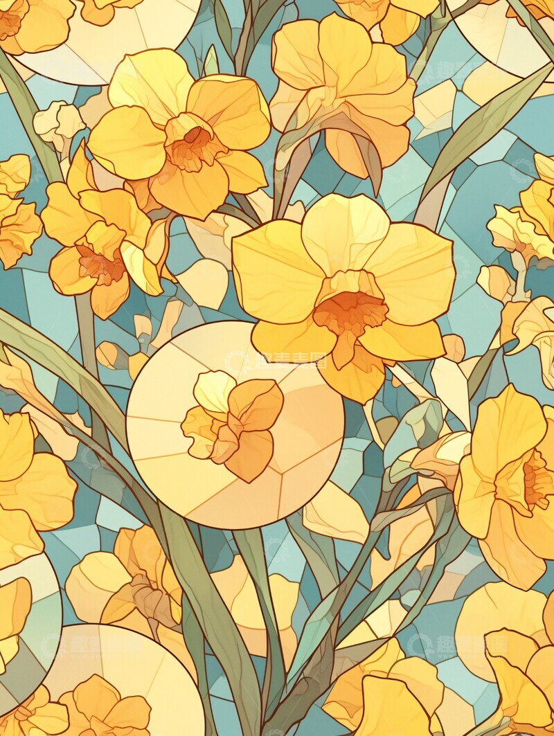 高清大图下载【趣麦麦图】梵高兰花玻璃窗