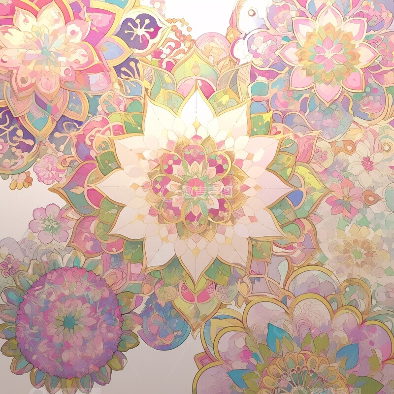 高清大图下载【趣麦麦图】彩色曼陀罗图案
