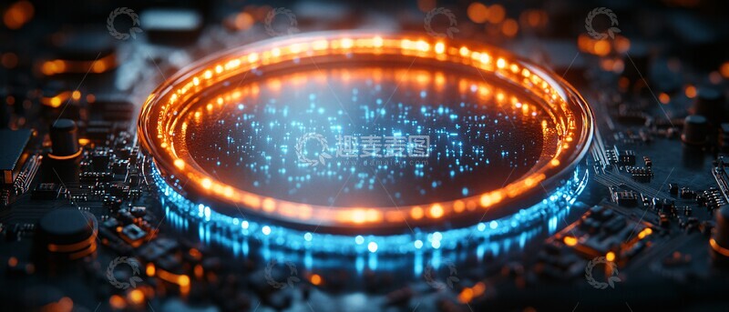 高清大图下载【趣麦麦图】蓝色发光芯片电路